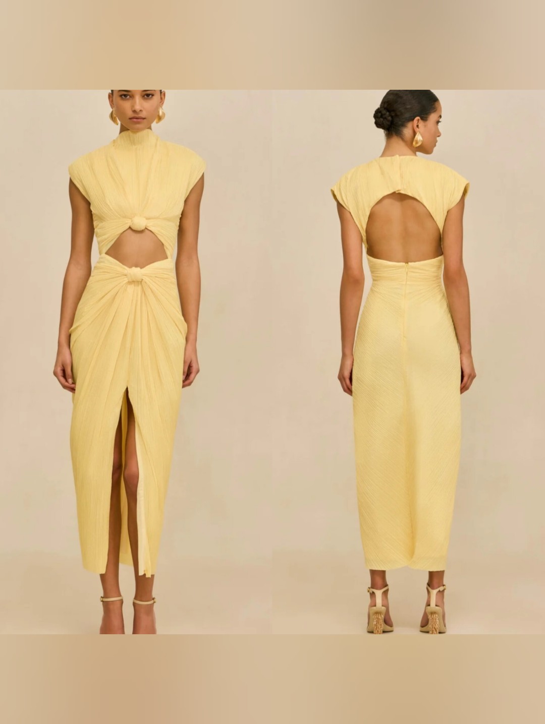 Cult Gaia Inaya Daffodil Pliss Midi Dress 4 Wedding Party Formal Quiet Luxury